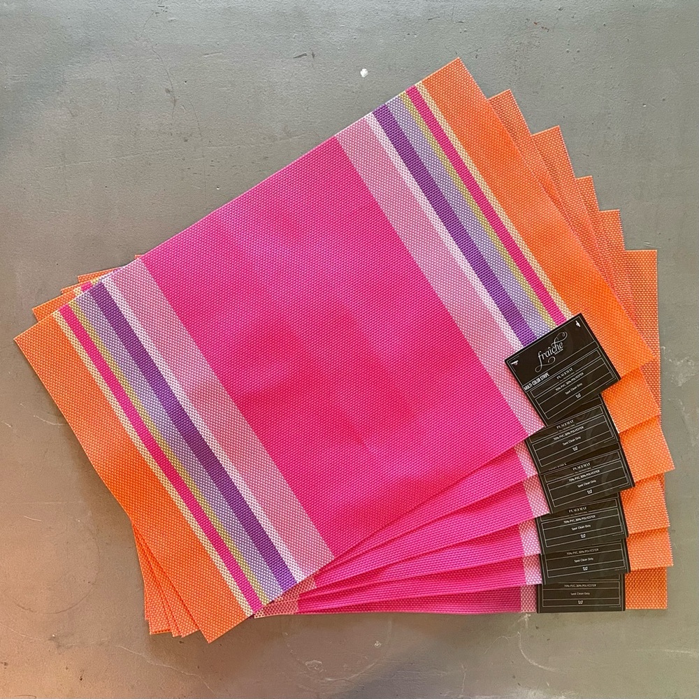 3 FOR $20: Fraiche Maison PVC Multi-Color Stripe Placemats Set of 6